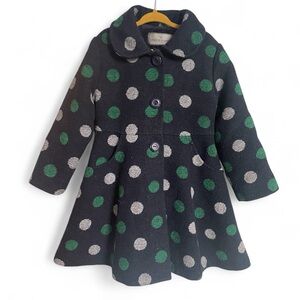 Widgeon girls Navy with green & white polka dots Flounce Coat - size 6